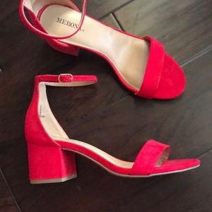 Size 6 Red Block Heels with Strap